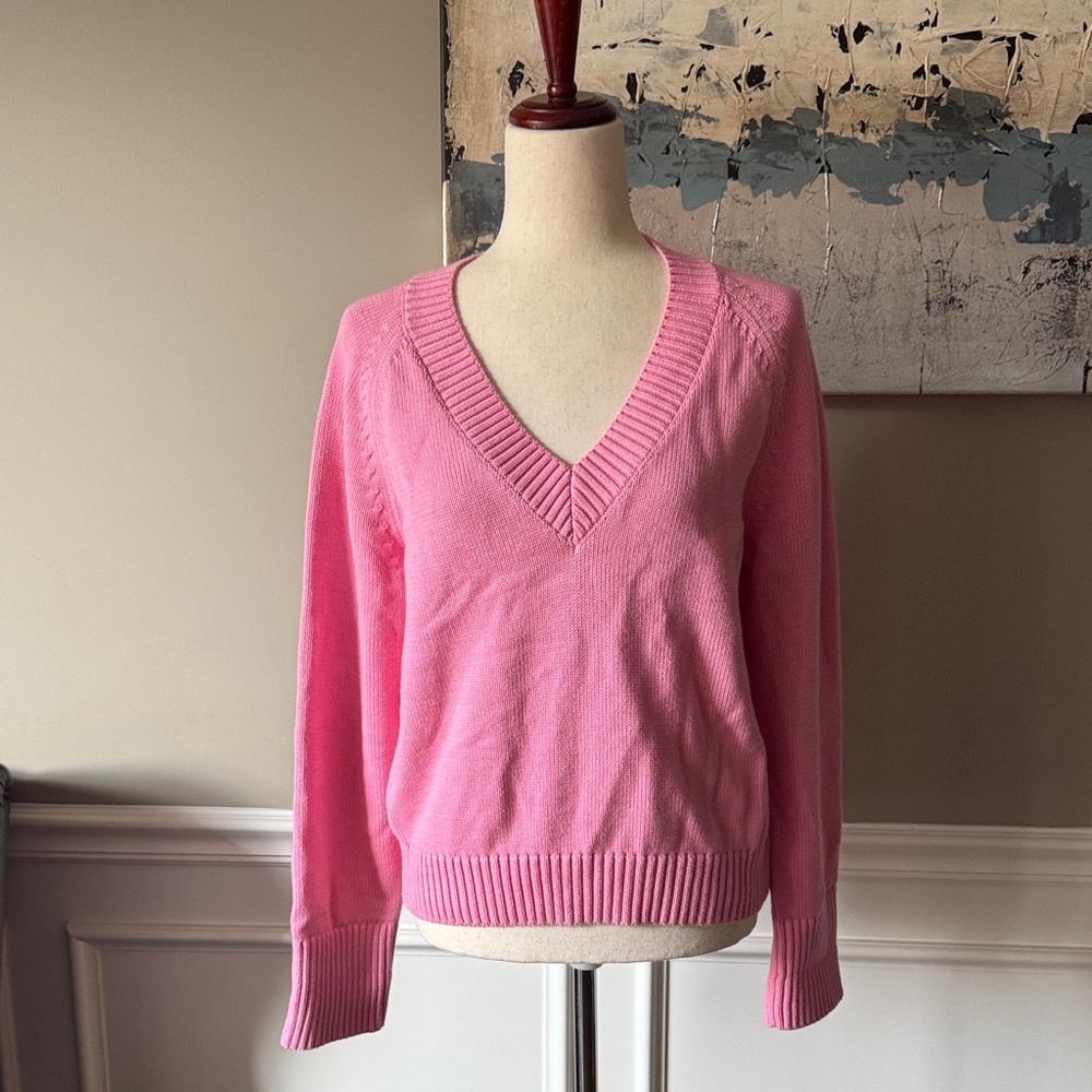 White + Warren Pink V-Neck Women's Sweater Size XS
